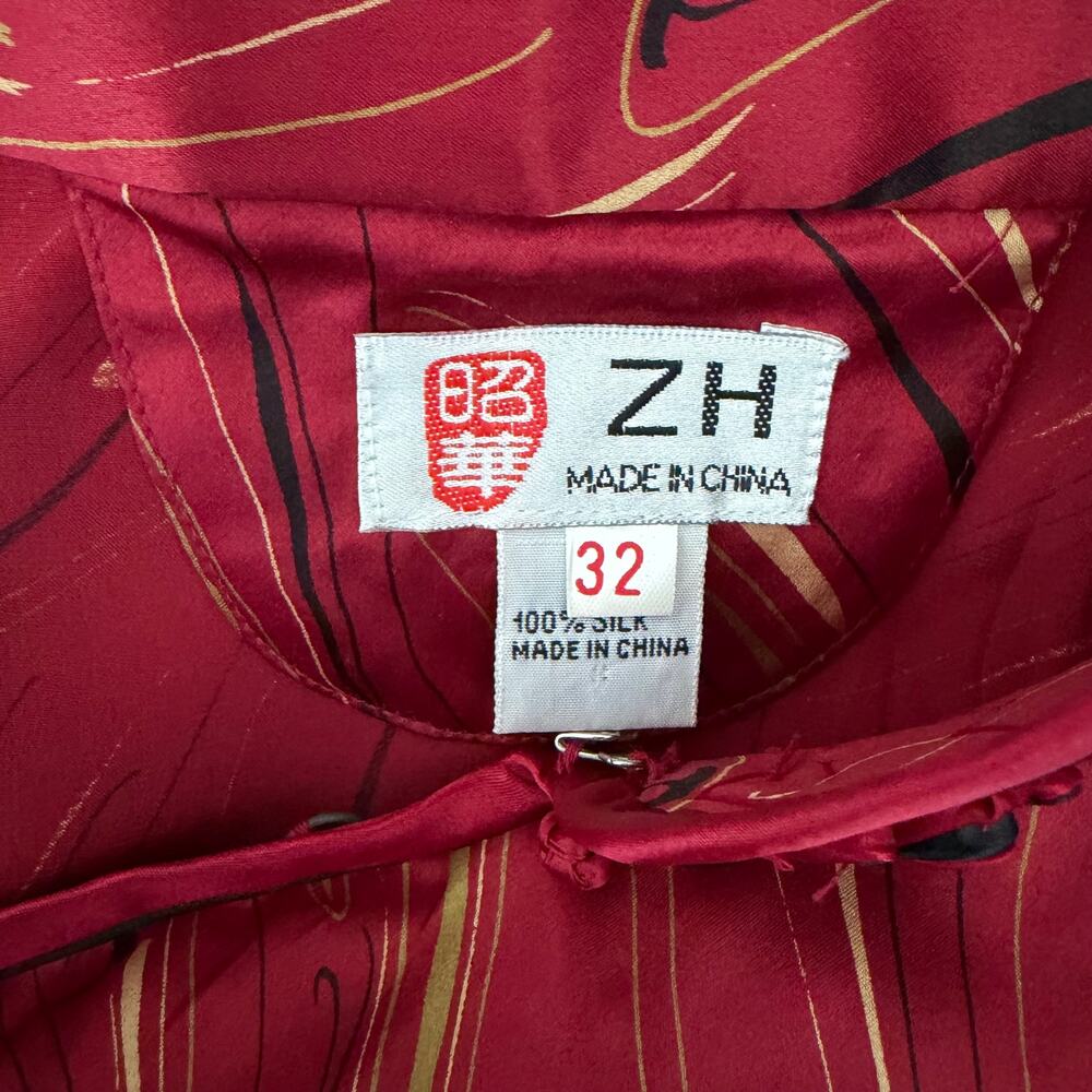Vintage Chinese Qipao Women's XS/32 Red Black 100% Dress Mandarin Collar Retro - Picture 3 of 12